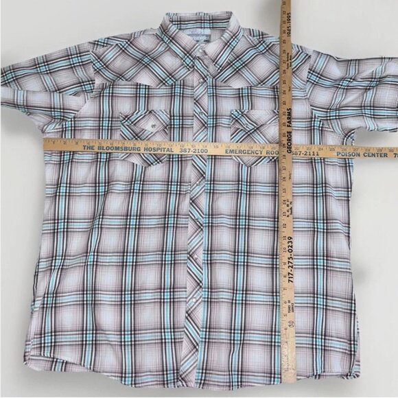 Wrangler Men’s Wrancher Plaid Short-Sleeved Snap Button Shirt 2XLT - Picture 3 of 6